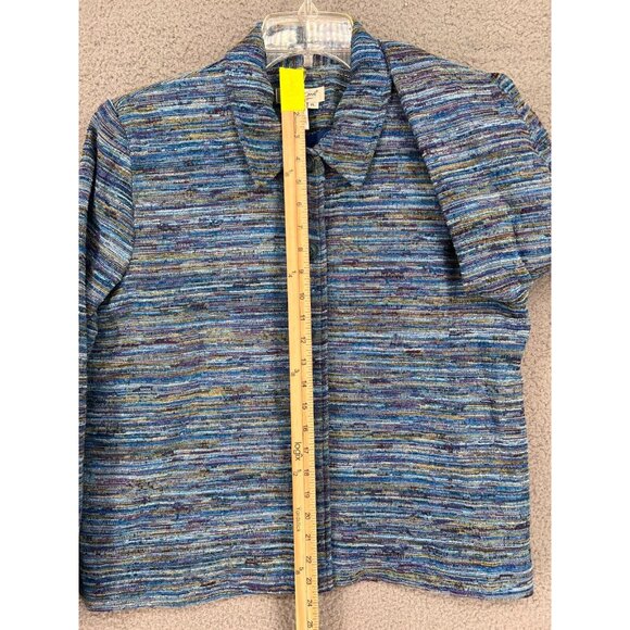 Coldwater Creek Blazer Jacket Women's Size PL Blue Striped Tweed Texture - Picture 7 of 11